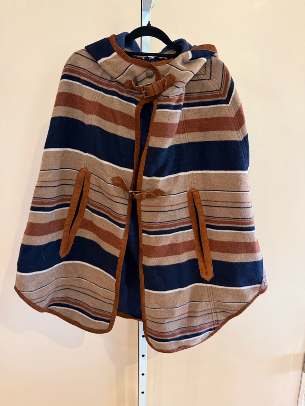 Wool leather& suede cape by calypso st barth OS  RARE Made In Italy